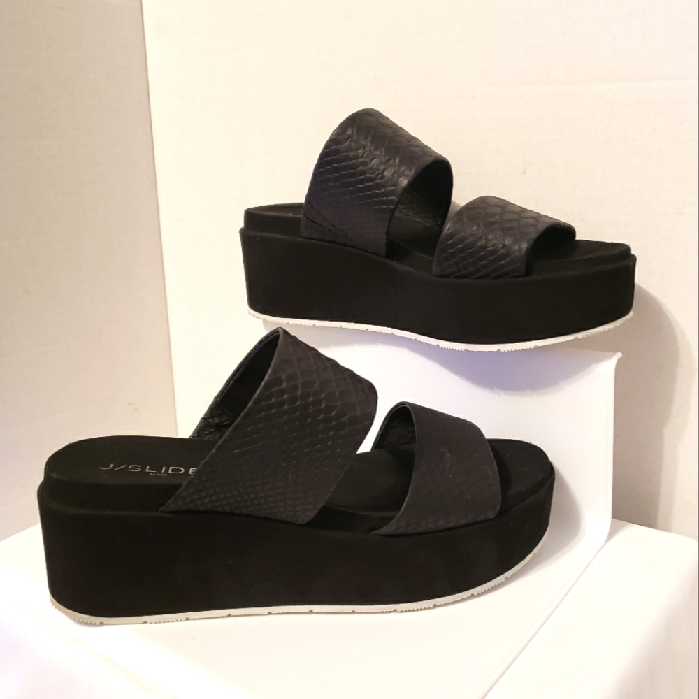 J/Slides Women's Quincy Snake-Embossed Leather Pl… - image 1